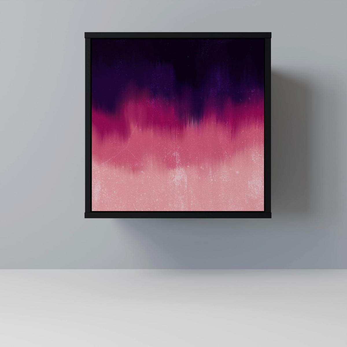SIDEBOARD AURORA BOREALIS, Schwarz, 57,5x42x72,5 cm, Schwarze Metallfüße - Multicolor/Schwarz, Holzwerkstoff/Metall (57.5/72.5/42cm) - SpaceRebels