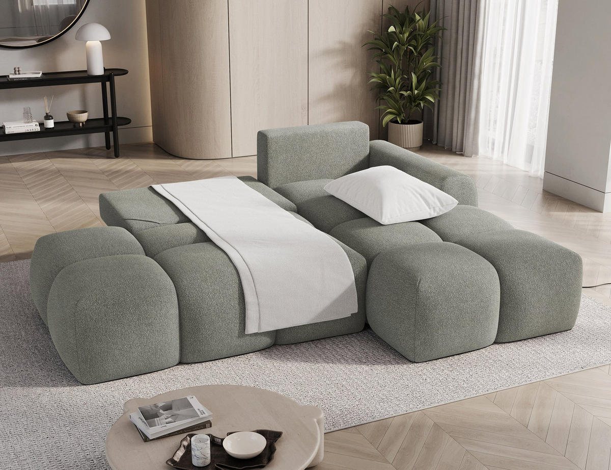 ECKSOFA VITTARIO mit Schlaffunktion & Bettkasten – Modernes L-Sofa 227 cm, inklusive Kissen - Grün, Kunststoff (227/95cm) - Wohnideebilder