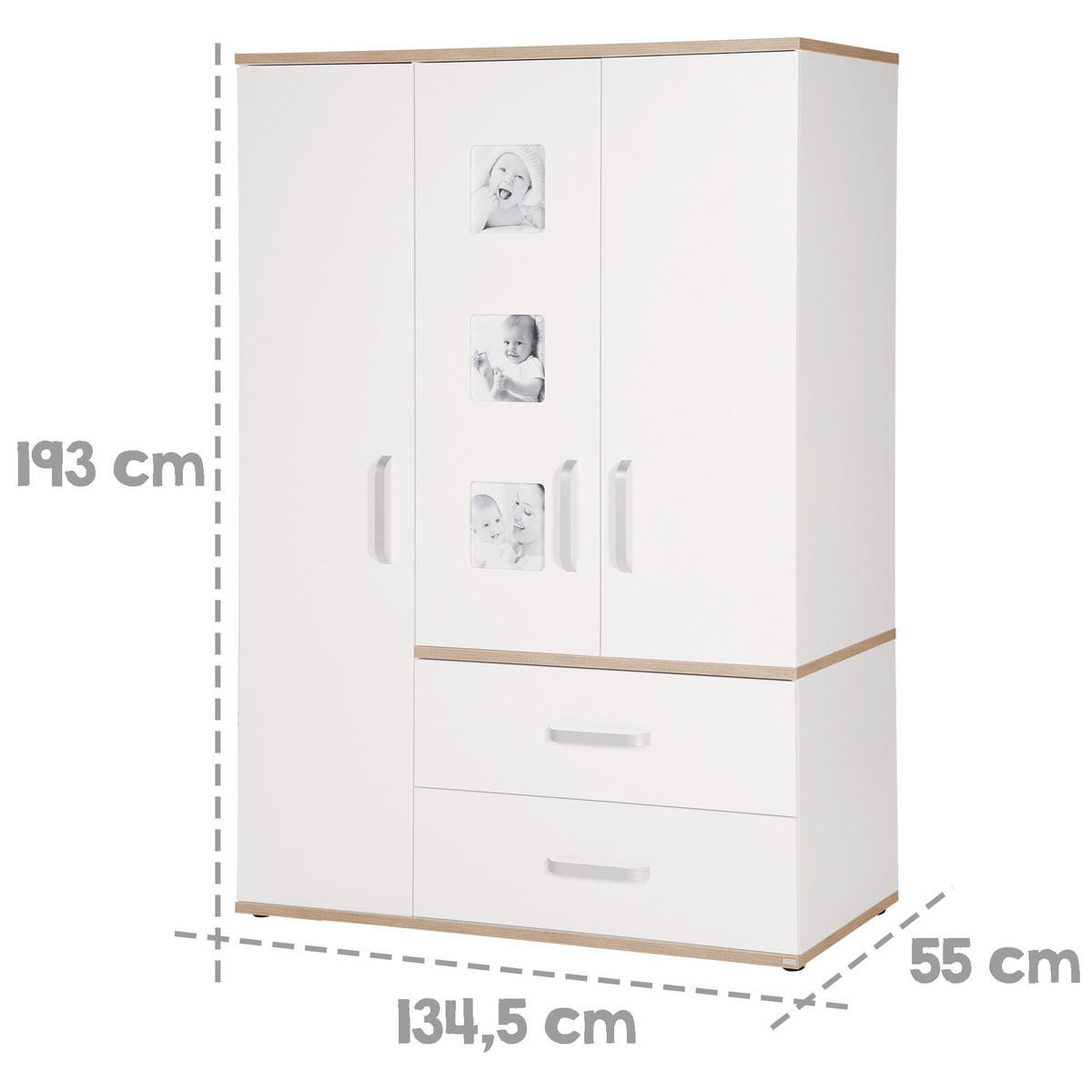 BABYZIMMER-SET Pia, mit schmaler Wickelkommode 3-teilig - Weiß, Holzwerkstoff (76/81/142.5cm) - Roba