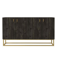 SIDEBOARD Theodora Rebab Braun 4-Türig Gold mit Metallfüßen - Dunkelbraun/Goldfarben, Holzwerkstoff/Metall (150/83.6/36.8cm) - moebel17