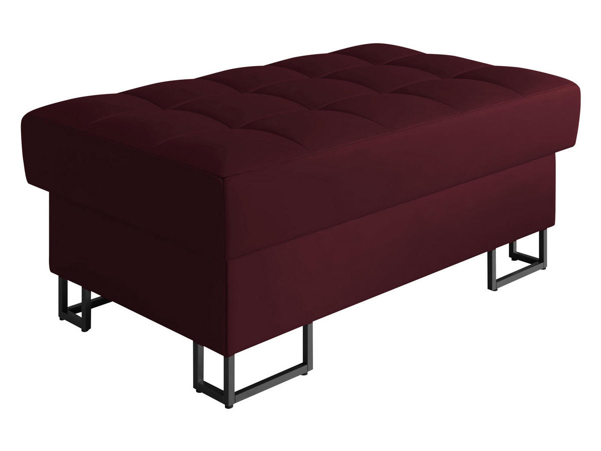 POLSTERHOCKER Laris - Bordeaux/Schwarz, Holz/Textil (106/44/67cm) - MIRJAN24