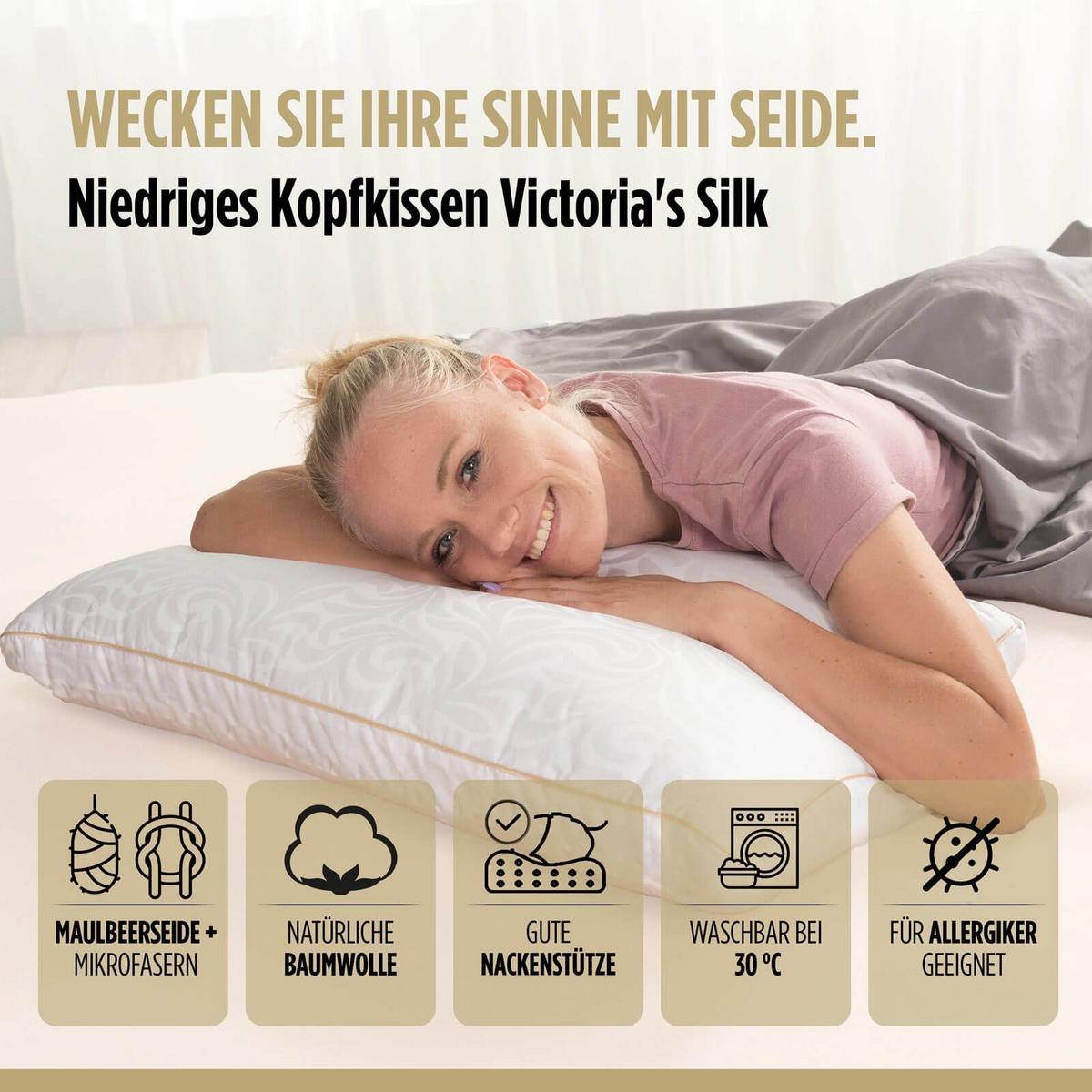 SCHLAFKISSEN Baumwolle weiß 50x70 - Weiß, Textil (50/70cm) - Vitapur