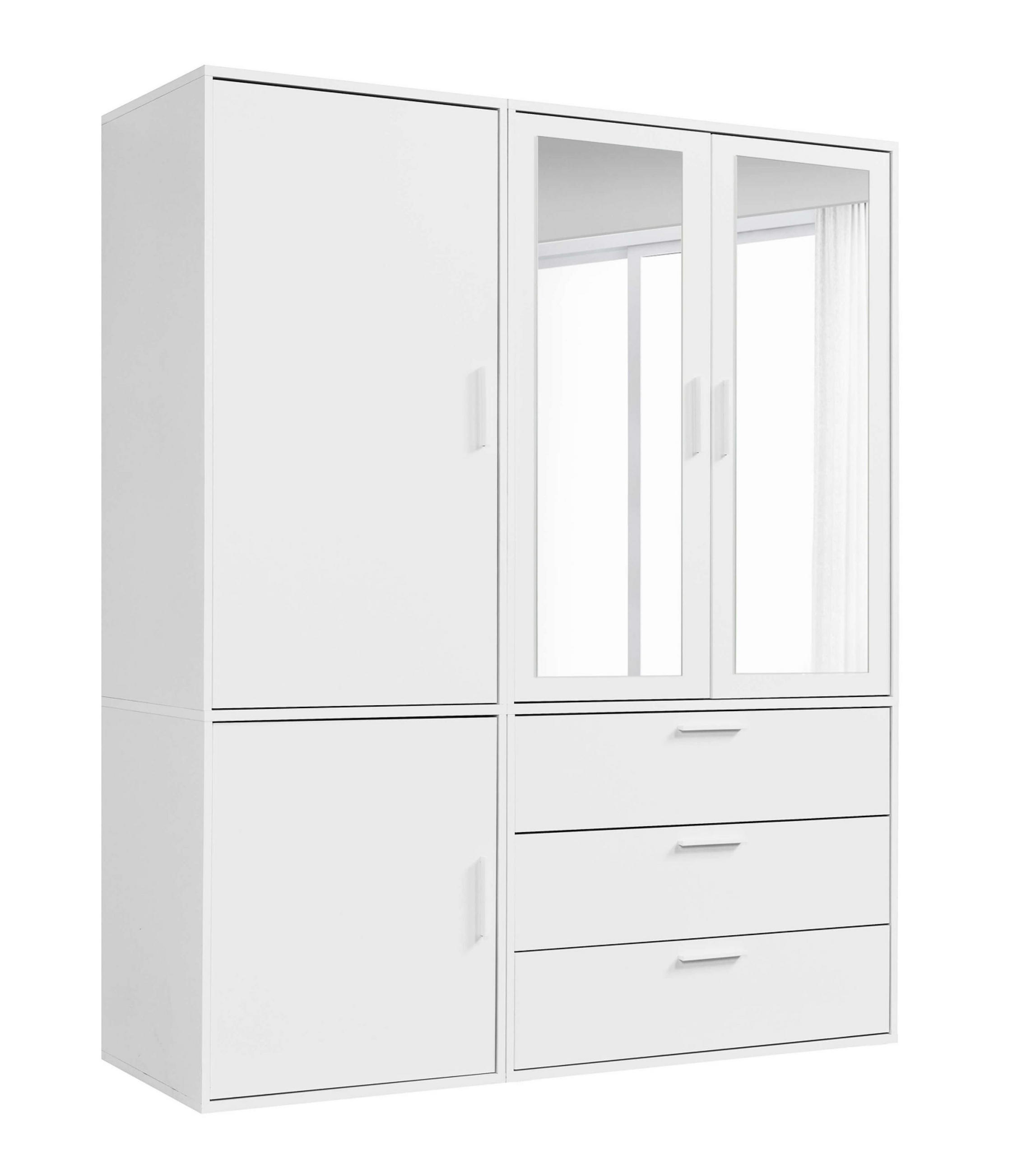 KLEIDERSCHRANK mit Spiegel Der Grenzenlose - Weiß, Holzwerkstoff (150/187/58cm) - Mokebo