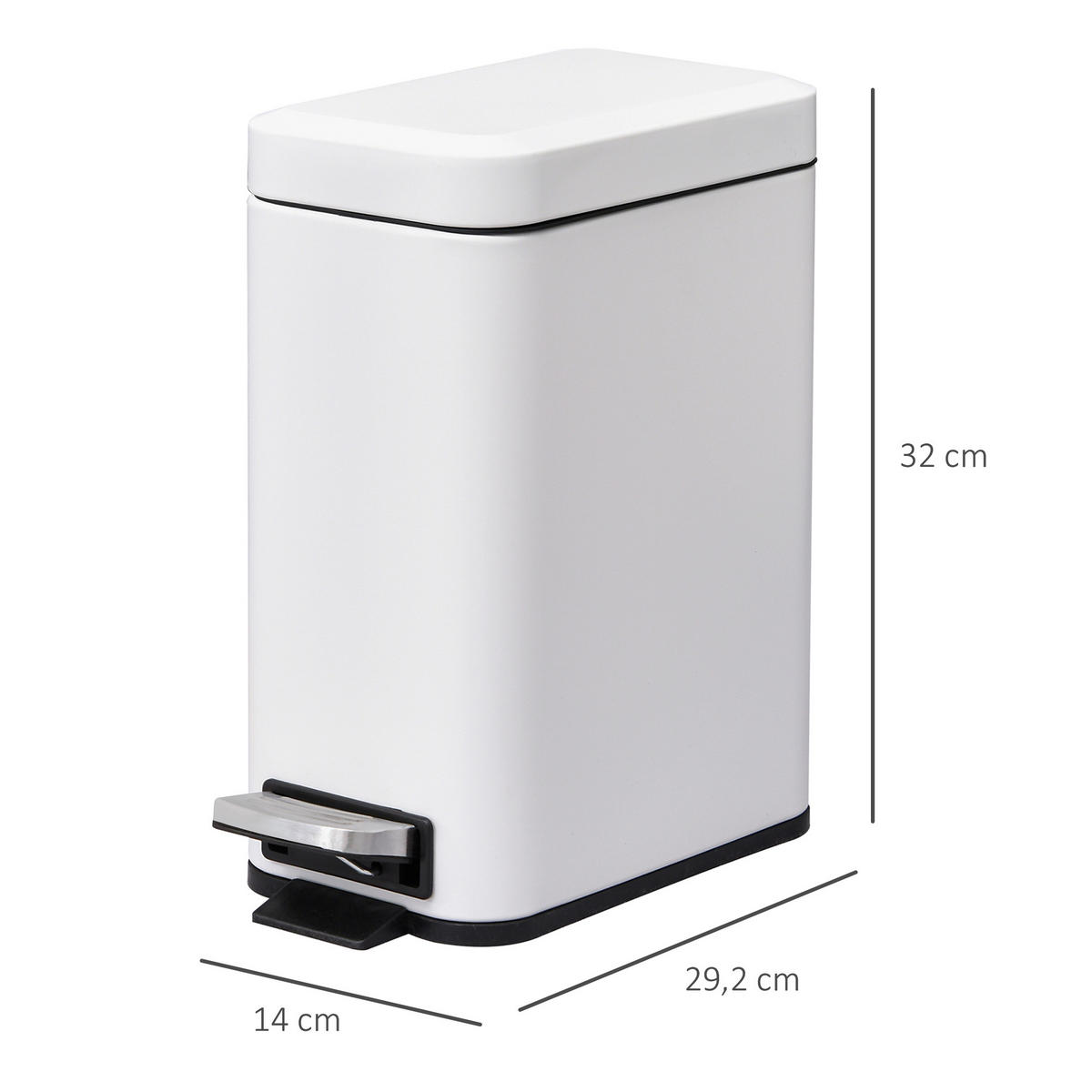 MÜLLEIMER, Eisen, Weiß - Weiß, Metall (14/32/29.2cm) - HOMCOM