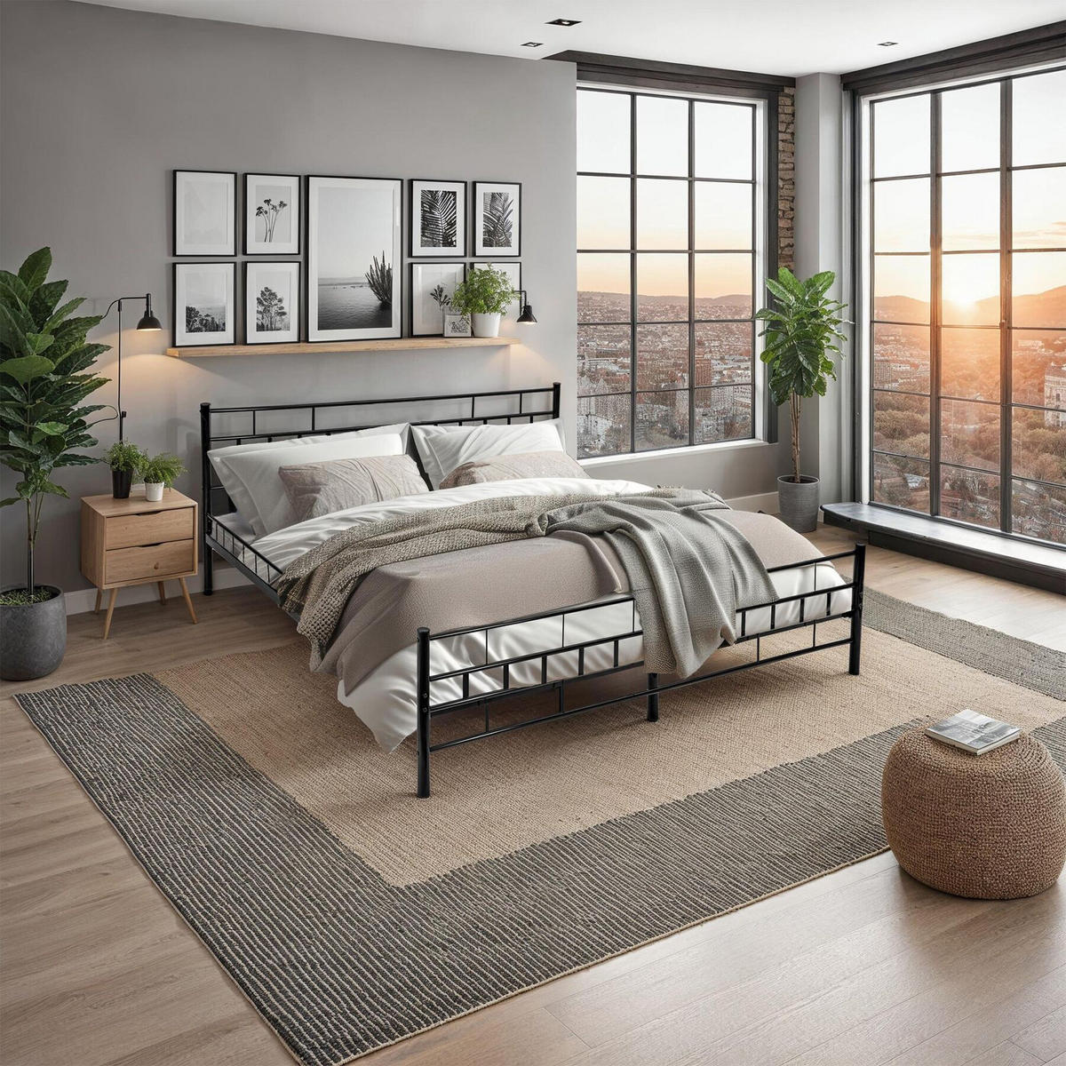 METALLBETT Malta,140 x 200 cm,schwarz - Schwarz, Metall - tectake