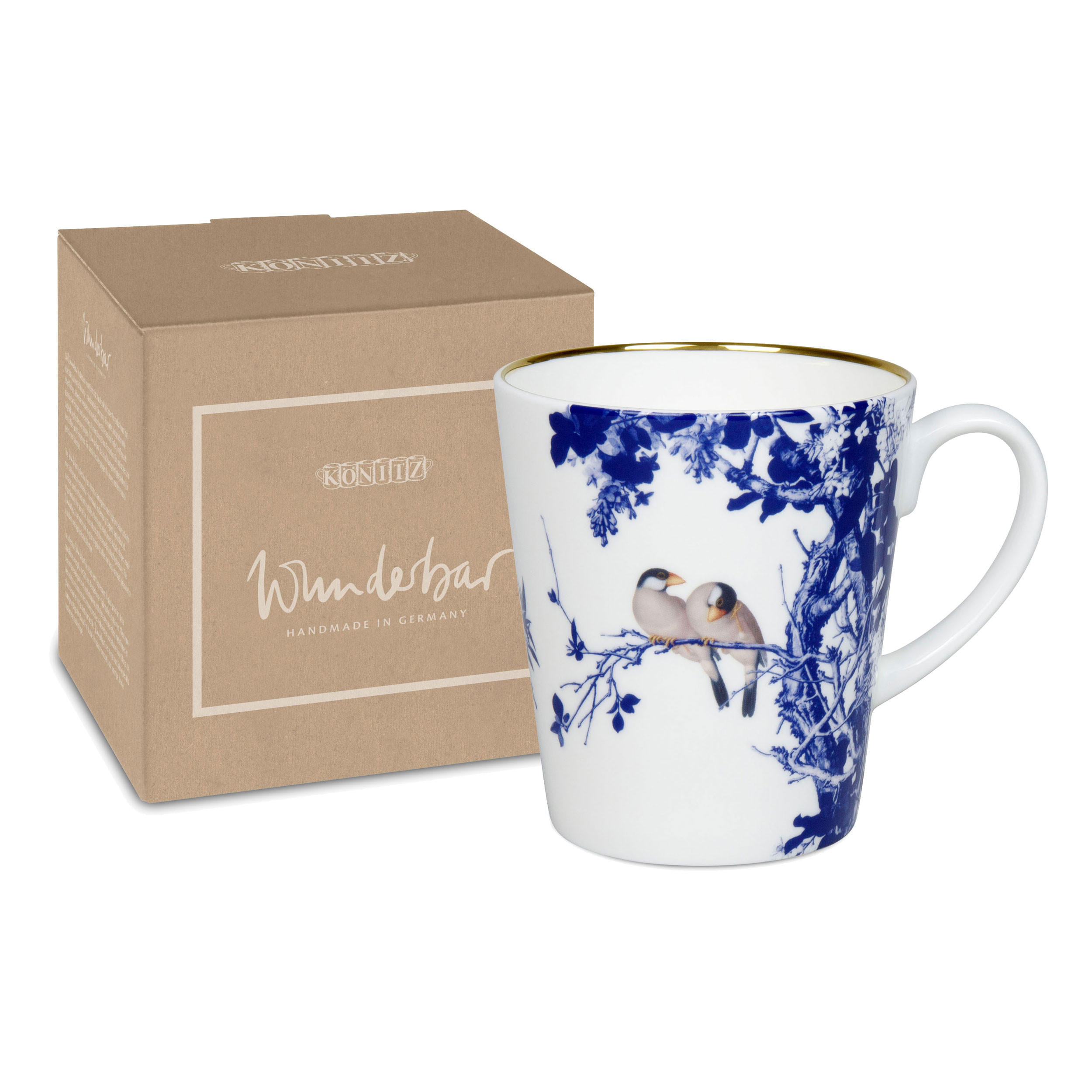 KAFFEEBECHER Blue Birds, in Geschenkbox - Naturfarben, Keramik (0.6L) - Könitz