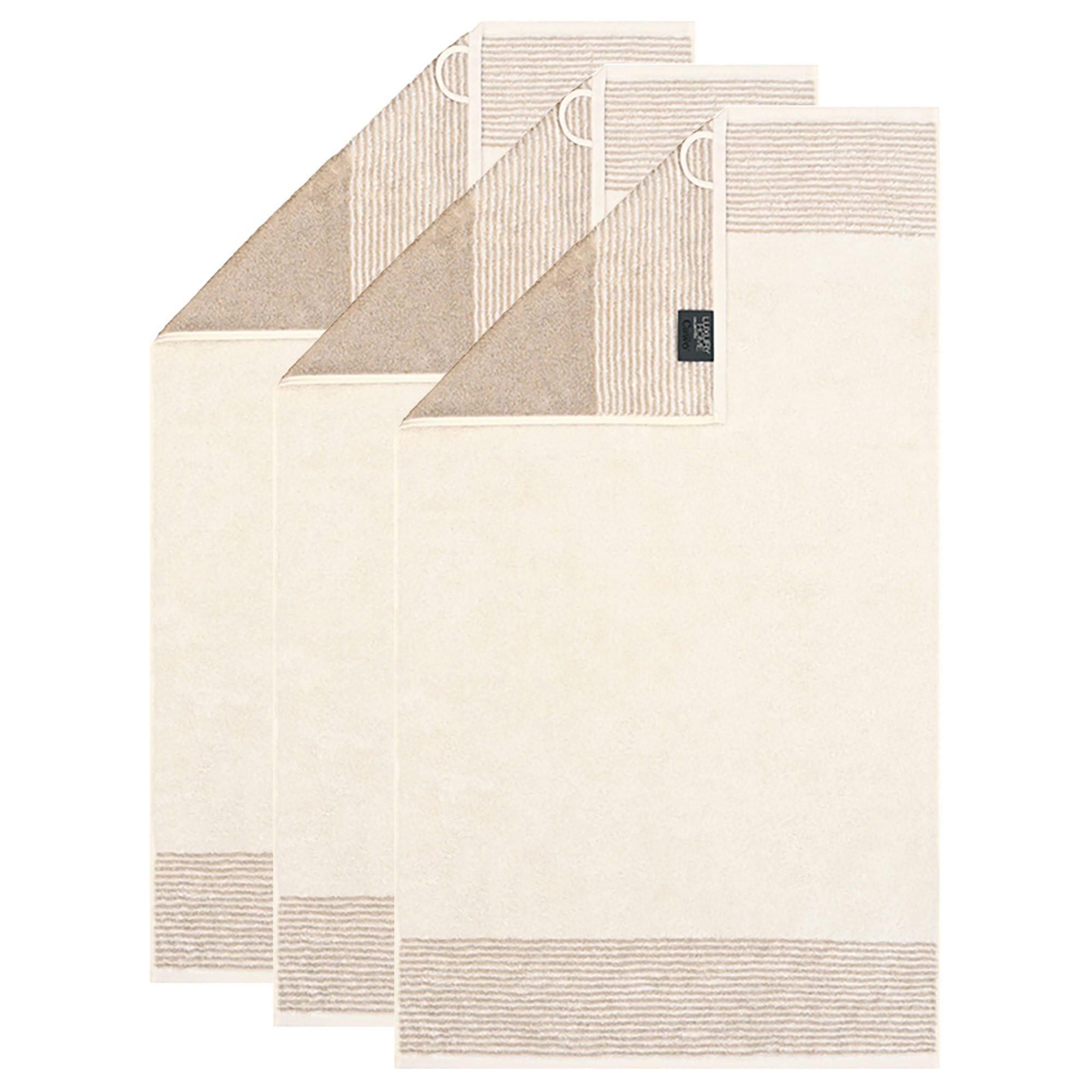 CAWÖ Luxury Home Gästetuch 3er Set, 30 x 50 cm – zweifarbig, extraflauschig - Beige, Naturmaterialien (30/50cm) - Cawoe