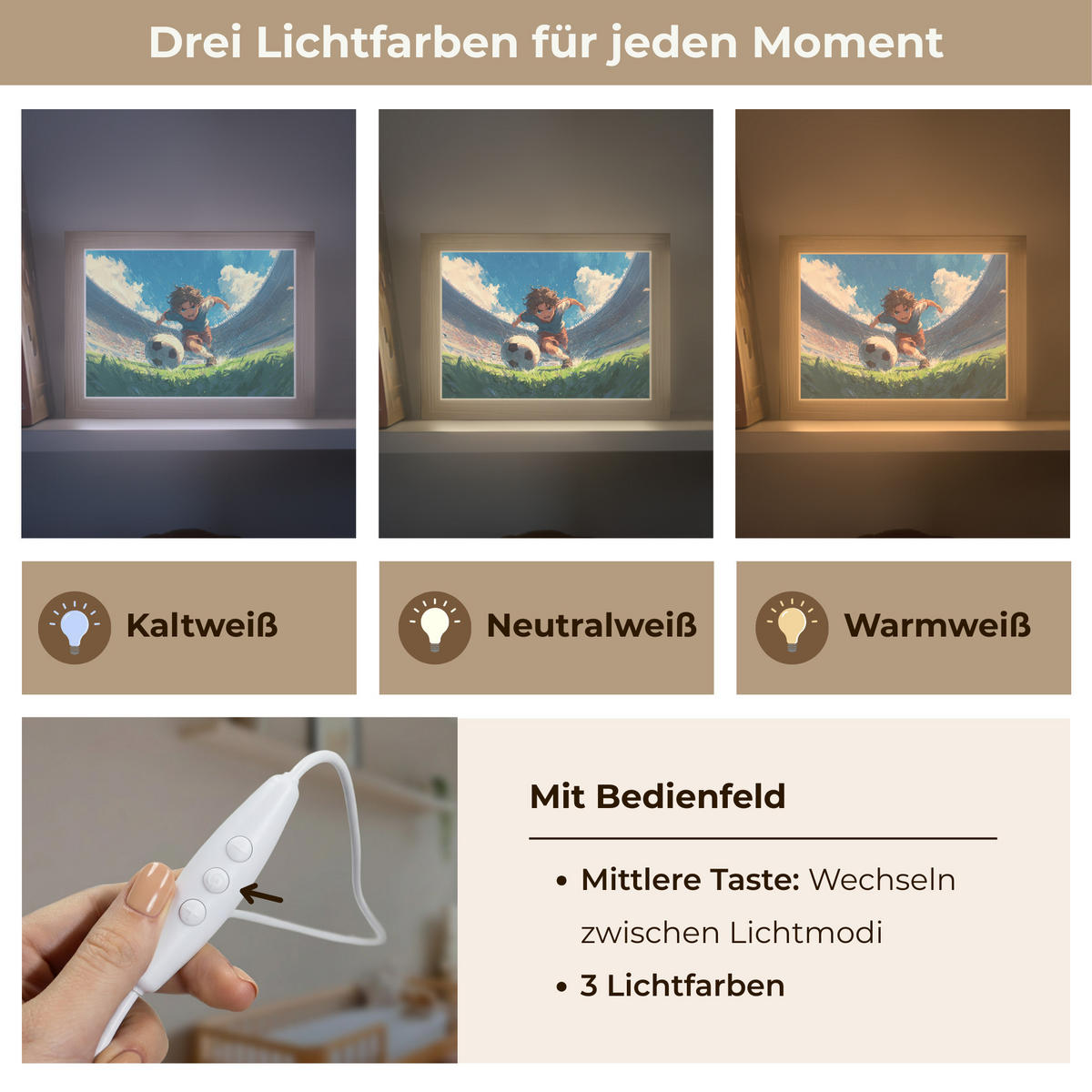 NACHTTISCHLAMPE Stadion - Fußballer - Ball 20x15 cm - Blau, Holzwerkstoff (8/20/15cm)