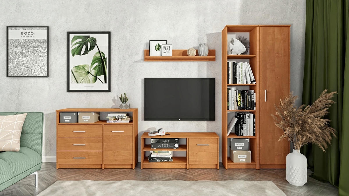 KOMMODE Bodo 1D3SO Erle 98/35/75 cm - Erlefarben, Holzwerkstoff (98/75/35cm) - Matkam Möbel