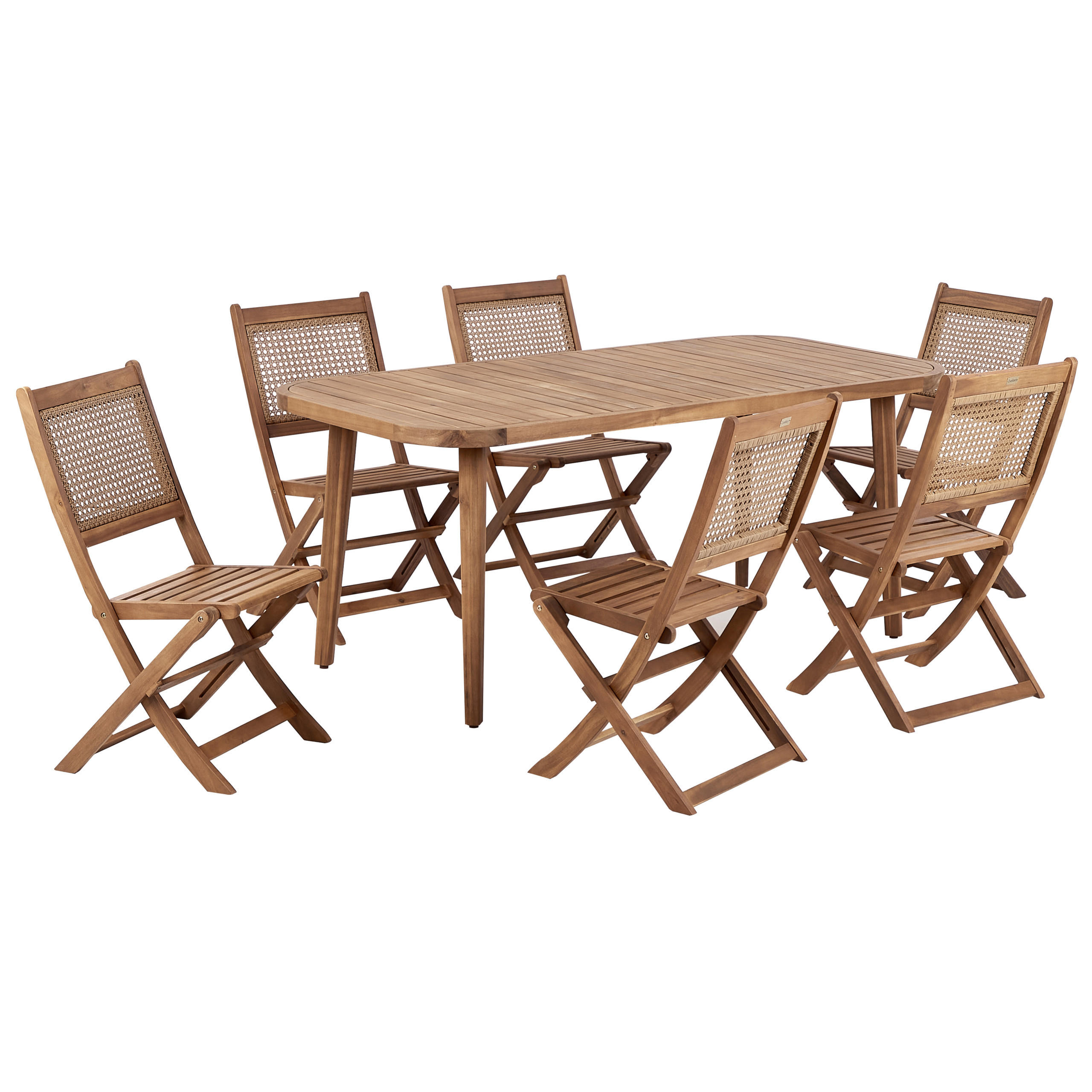 GARTENMÖBEL-SET 6-Sitzer Heller Holzfarbton Paraggi - Hellbraun, Holz - Beliani