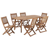 GARTENMÖBEL-SET 6-Sitzer Heller Holzfarbton Paraggi - Hellbraun, Holz - Beliani