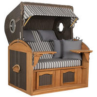 STRANDKORB XL Schillig Bullauge - Braun/Grau, Metall (142/170/95cm) - Mr. Deko