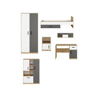 KINDERZIMMER-SET Fini Artisan Eiche / weiß / anthrazit 426 / 204 / 191cm - Weiß/Braun, Holz/Holzwerkstoff (426/191/204cm) - Feldmann-Wohnen