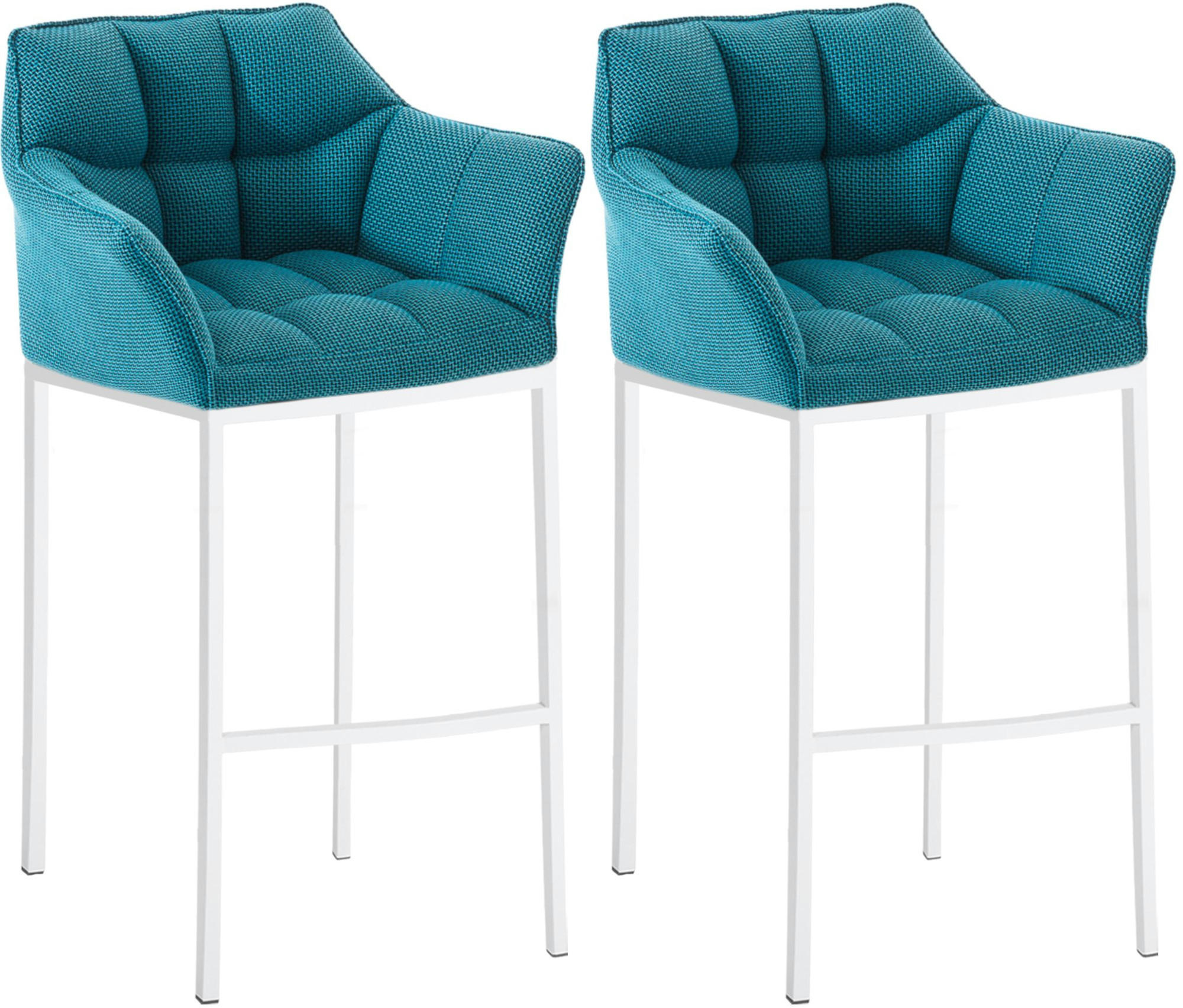 BARHOCKER 2er Set Stoff Türkis - Türkis/Weiß, Textil/Metall (64/110/48cm) - CLP