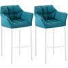 BARHOCKER 2er Set Stoff Türkis - Türkis/Weiß, Textil/Metall (64/110/48cm) - CLP