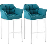 BARHOCKER 2er Set Stoff Türkis - Türkis/Weiß, Textil/Metall (64/110/48cm) - CLP