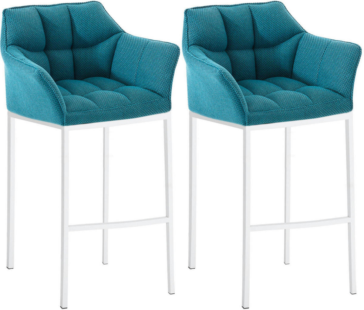BARHOCKER 2er Set Stoff Türkis - Türkis/Weiß, Textil/Metall (64/110/48cm) - CLP