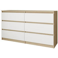 KOMMODE Look 120 cm mit sechs Schubladen, eiche Sonoma+weiß - Weiß/Sonoma Eiche, Holzwerkstoff (120/71/40cm) - Beautysofa