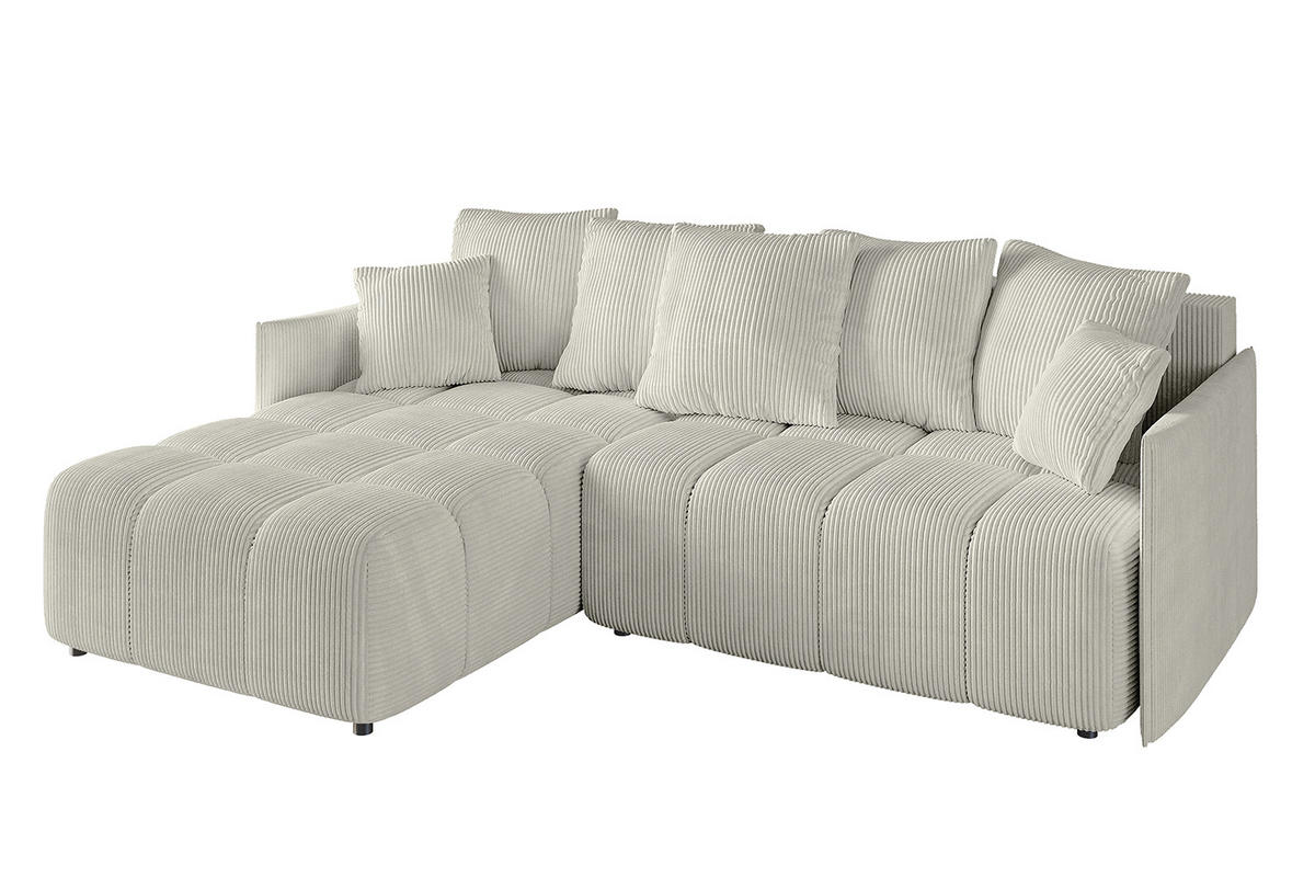 ECKSOFA Ottomane links LONLI-L 251x189x68 Ecru Cord - Ecru, Holzwerkstoff/Kunststoff (251/189cm) - ALTDECOR