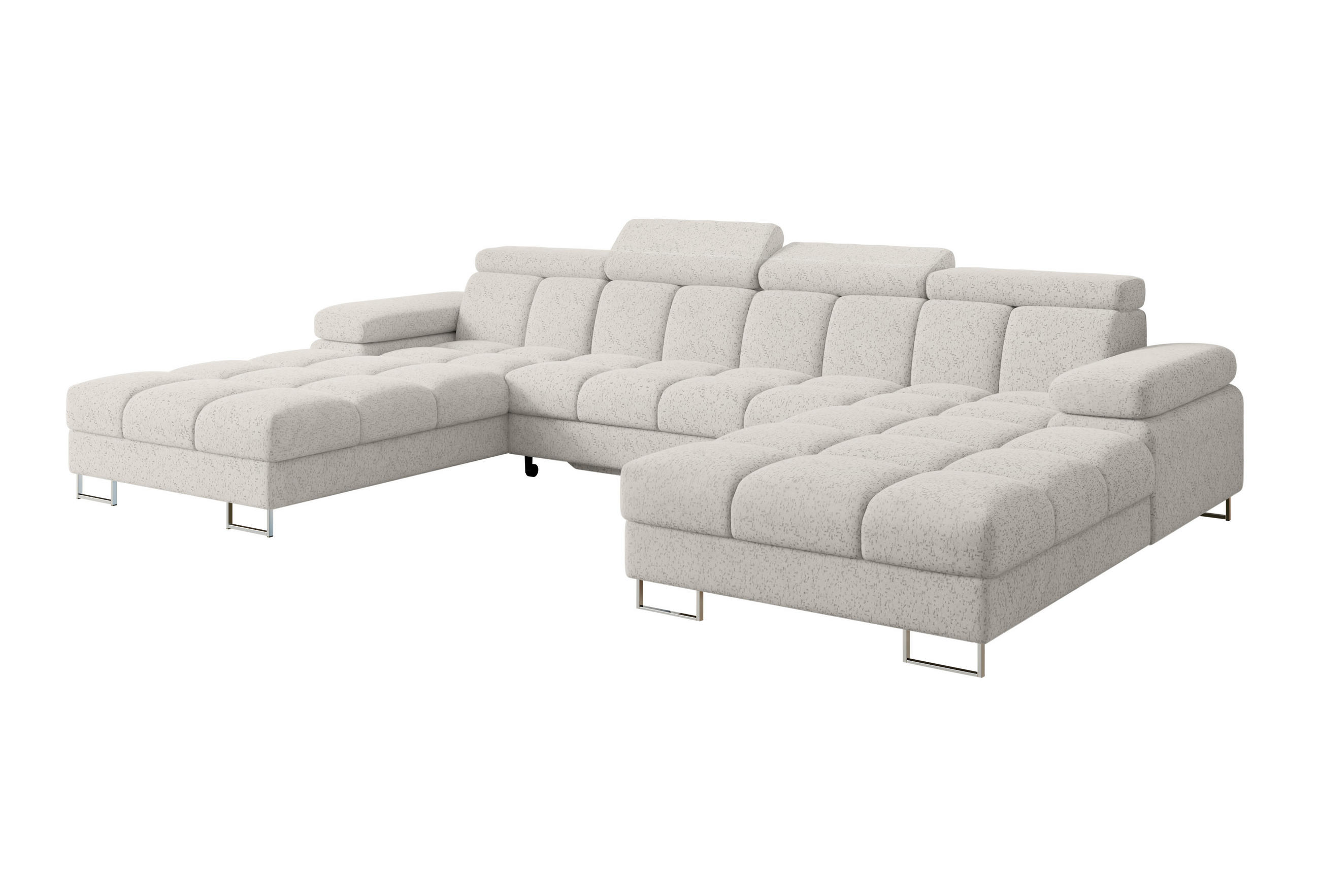 WOHNLANDSCHAFT mit Schlaffunktion und Bettkasten COMA U2 345x203x79 Hellgrau Velours - Hellgrau, Holzwerkstoff/Textil (345/79/203cm) - ALTDECOR