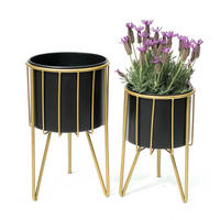 BLUMENHOCKER mit Topf 2er Set Metall Rund - Goldfarben, Metall (22/40/22cm) - DanDiBo