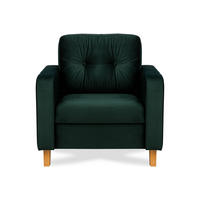 SESSEL ERISO mit Armlehnen und angenehmer Stoff zum Anfassen, Velour-Stoff, dunkelgrün - Dunkelgrün/Braun, Textil (80/75/75cm) - KONSIMO®