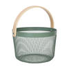 DRAHTKORB - Türkis, Holz/Metall (27.5/30/25.5cm) - Relaxdays