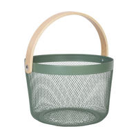 DRAHTKORB - Türkis, Holz/Metall (27.5/30/25.5cm) - Relaxdays