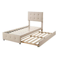 POLSTERBETT 90/200 cm Beige aus Leinenstoff mit Ausziehbett - Beige, Textil (90/200cm) - OKMYHOME