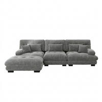 ECKSOFA 313/145/81 cm Grau mit 1 Fußhocker - Grau, Textil (313/145cm) - Oxeza