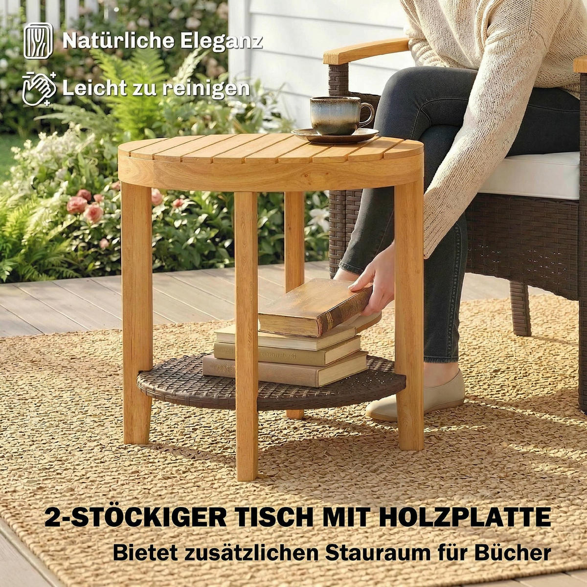 SITZGRUPPE 3-teilig aus PE-Rattan Stahl Cremeweiß - Creme/Braun, Kunststoff/Textil - Outsunny