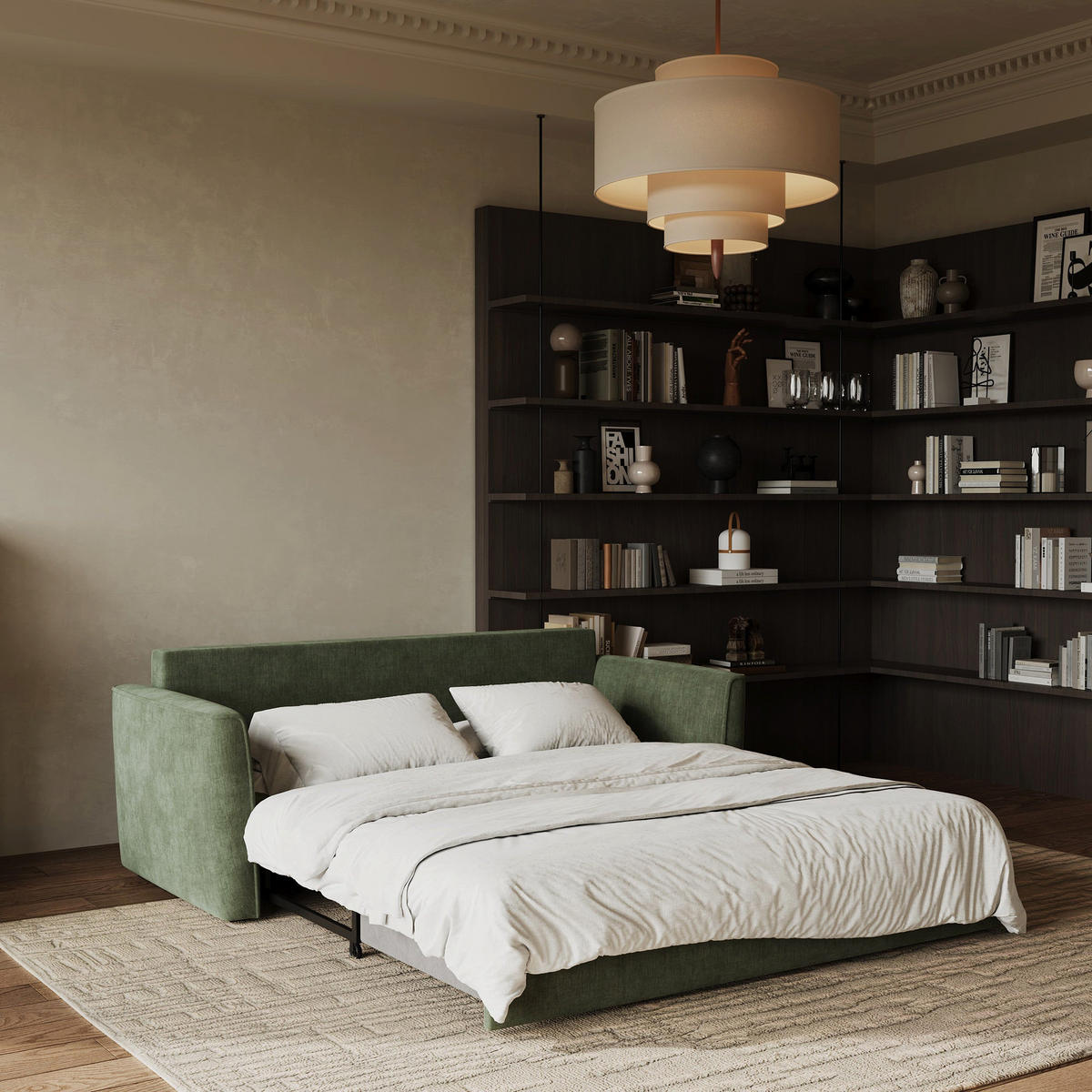 SCHLAFSOFA GERADE Rastergewebe Khakigrün 180cm - Grün, Textil (180/97/93.5cm) - Sia Home