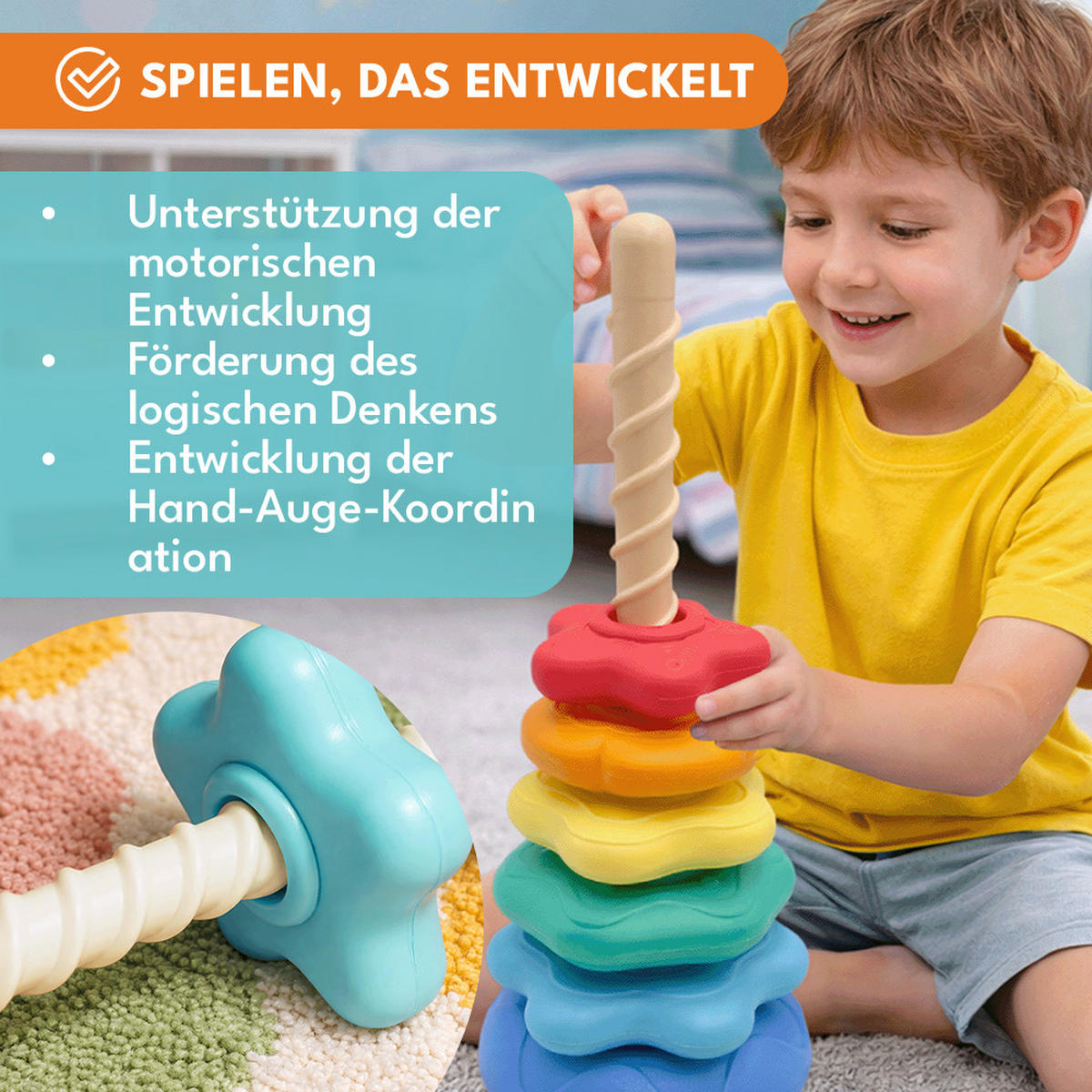 STAPELTURM Kinder Lernspielzeug Baby - Multicolor, Kunststoff (5/5cm) - KRUMAD