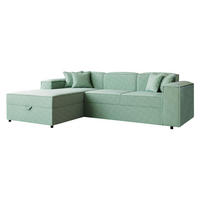 ECKSOFA Santos L, Seite: Links - Schwarz/Mintgrün, Holzwerkstoff/Kunststoff (253/166cm) - MIRJAN24