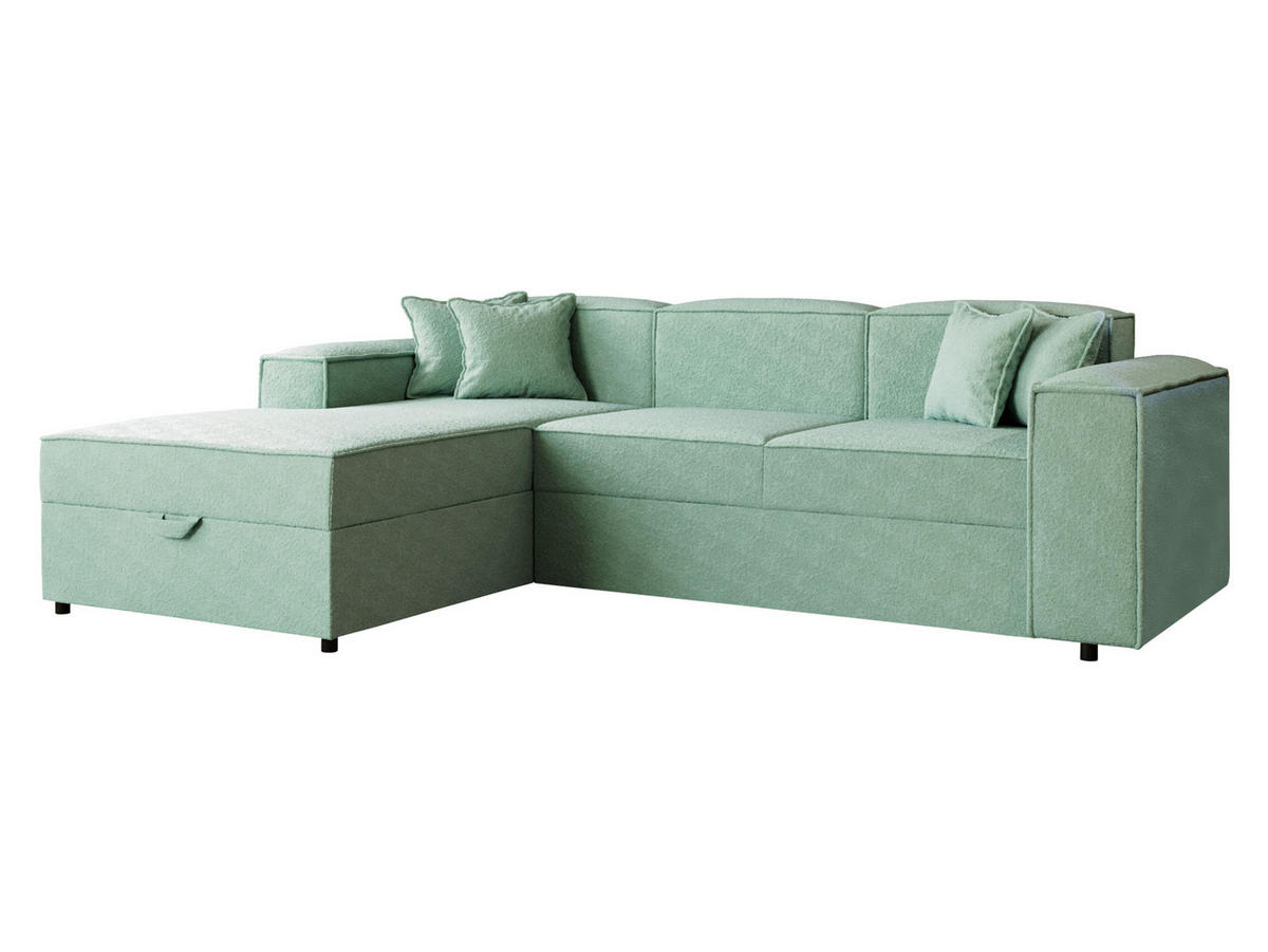 ECKSOFA Santos L, Seite: Links - Schwarz/Mintgrün, Holzwerkstoff/Kunststoff (253/166cm) - MIRJAN24