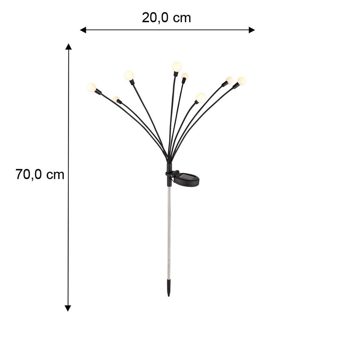 LED AUSSENLEUCHTE Edelstahl Schwarz - Schwarz, Metall (20/12/70cm) - Globo Lighting