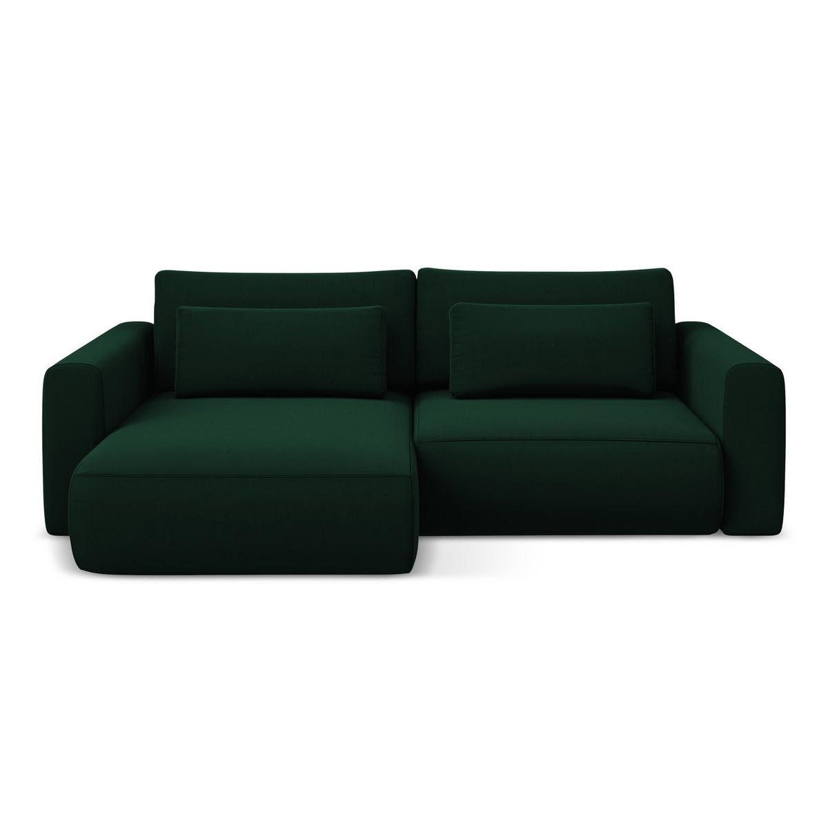 ECKSOFA mit Schlaffunktion Samt Stoff Grün - Dunkelgrün/Schwarz, Kunststoff/Textil (149/240cm) - LaMiaSofa