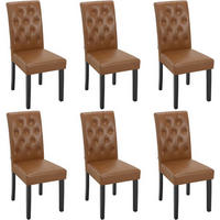 ESSZIMMERSTUHL 6er Set, Kunstleder, Holzbeinen, Braun - Schwarz/Braun, Holz/Kunststoff (44/99/59cm) - Woltu