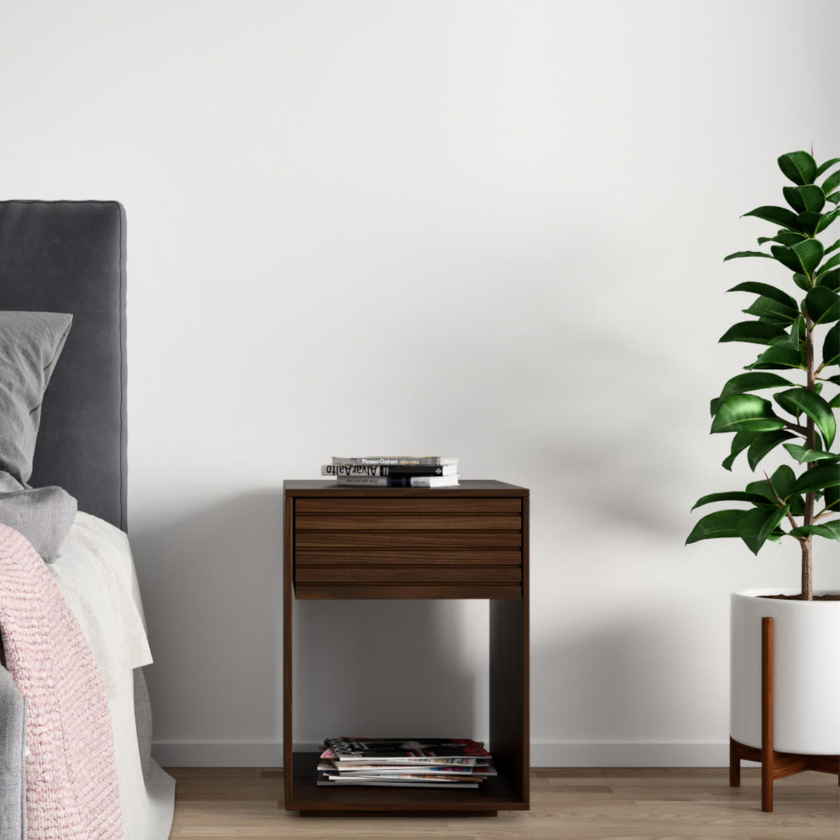 NACHTTISCH Emma, braune Birke, 38/40/50 cm - Braun, Holz (40/50/38cm) - WOODEK