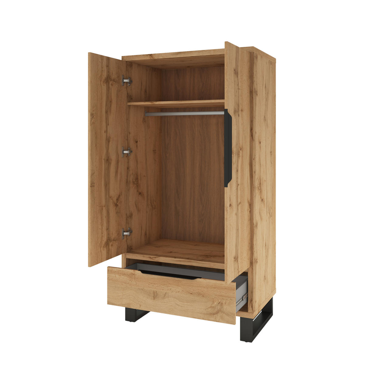 DREHTÜRENSCHRANK HALENZA 99/190/60 cm 2-türig Eiche Wotan - Eiche Wotan, Holzwerkstoff (99/190/60cm) - MASSENO