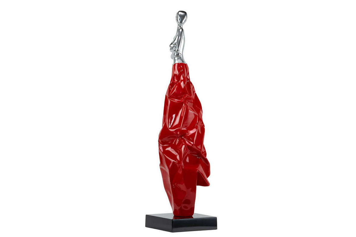 SKULPTUR Rot 24/88 cm - Rot/Silberfarben, Stein (5.85/88/24cm) - KUNSTLOFT