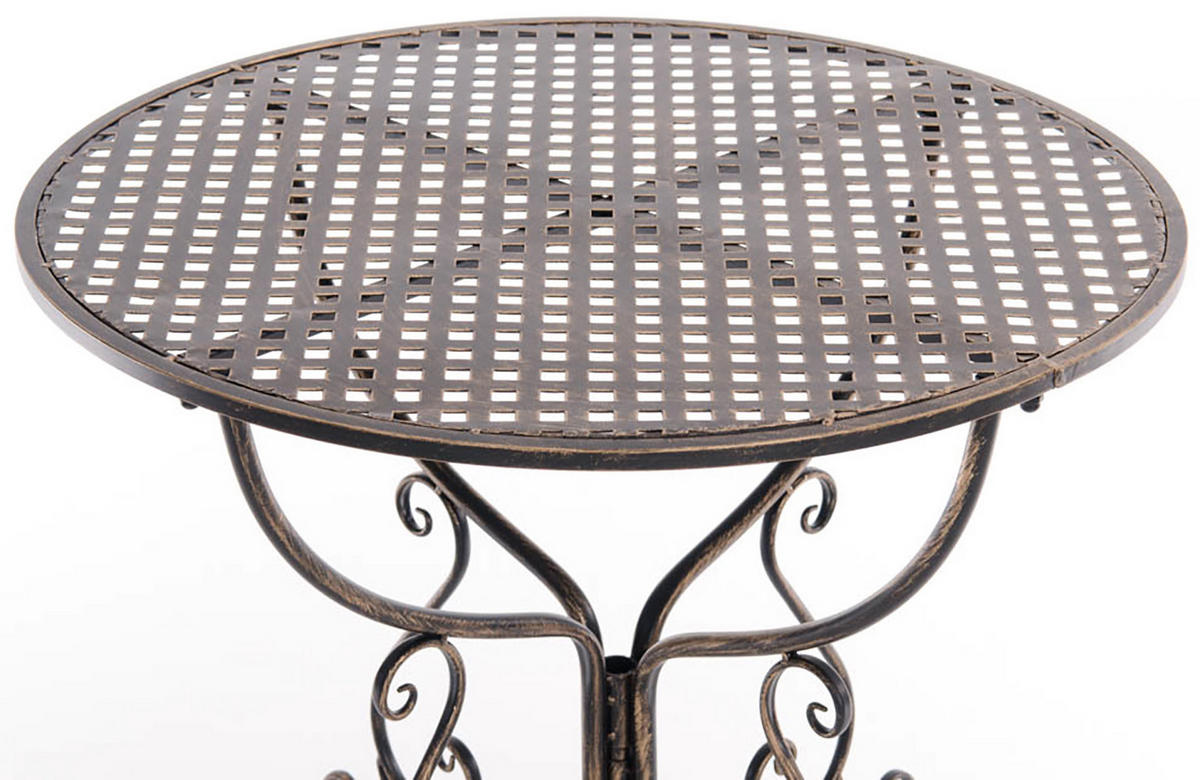 GARTENBEISTELLTISCH rund Ø70 cm Metall bronze - Bronzefarben, Metall (70/70/74cm) - CLP