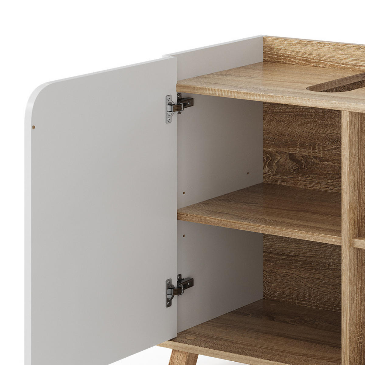 BADMÖBEL-SET Karen Sonoma/Weiß 2 Teile - Weiß/Sonoma Eiche, Holzwerkstoff (60/65/35cm) - Vicco