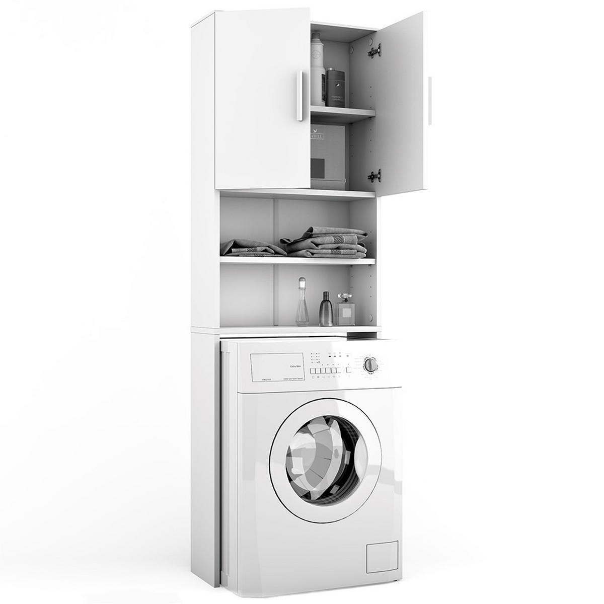 WASCHMASCHINENSCHRANK Weiß 64 x 190 cm - Weiß, Holzwerkstoff (64/190/26cm) - Vicco