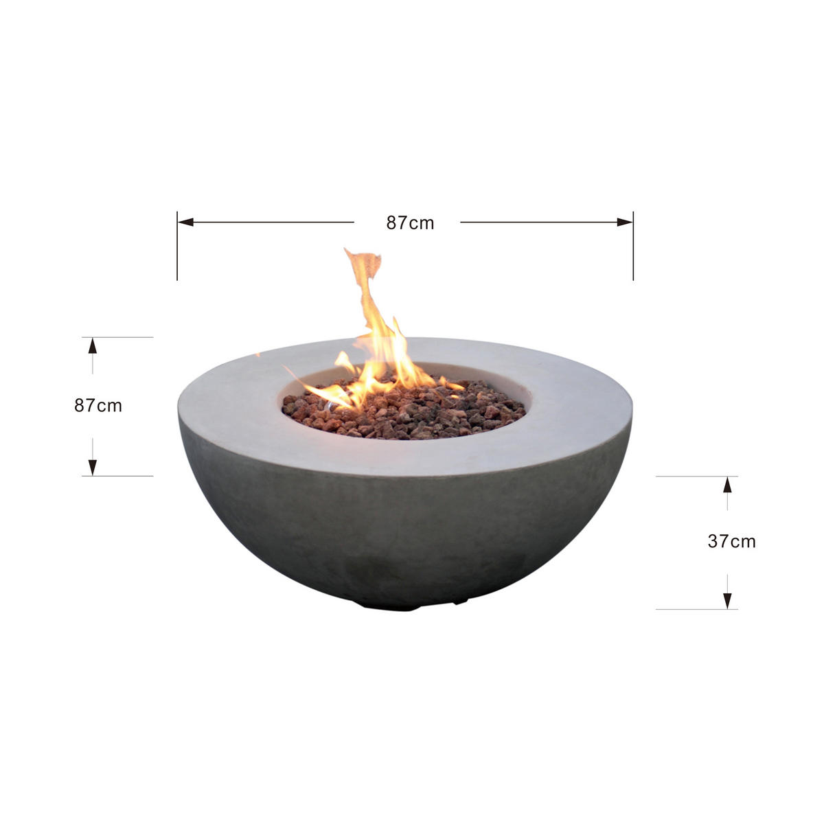 FEUERTISCH Roca Gasfeuerstelle aus GF-Beton 87/87/37 cm - Hellgrau, Naturmaterialien (87/37/87cm) - Elementi