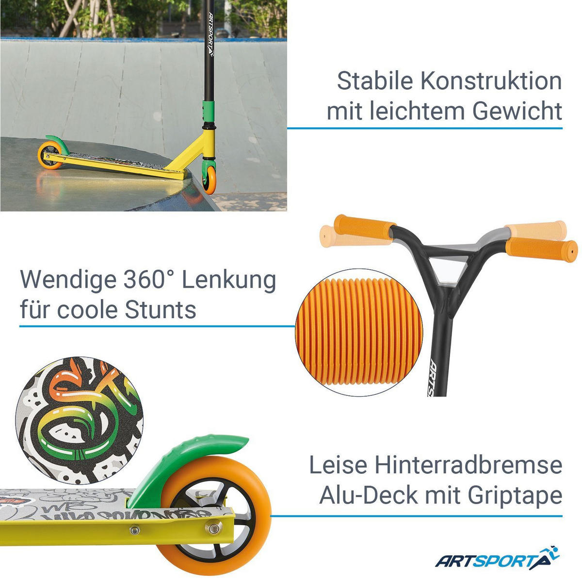 STUNTSCOOTER Street Life - Multicolor, Metall (66/47/84cm) - Artsport