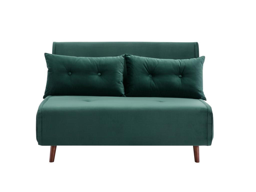 SOFA 2-Sitzer mit Schlaffunktion - Samt - Tannengrün - URIBIA - Grün, Textil (91/81/121cm) - Vente-Unique