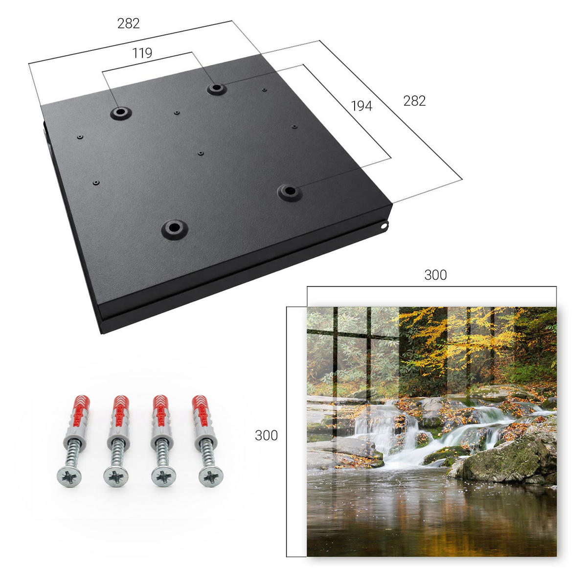SCHLÜSSELBOX Schwarz 30x30 cm- Türöffnung nach rechts - Herbstliche Erfrischung - Gelb, Metall (30/30/5cm) - TULUP