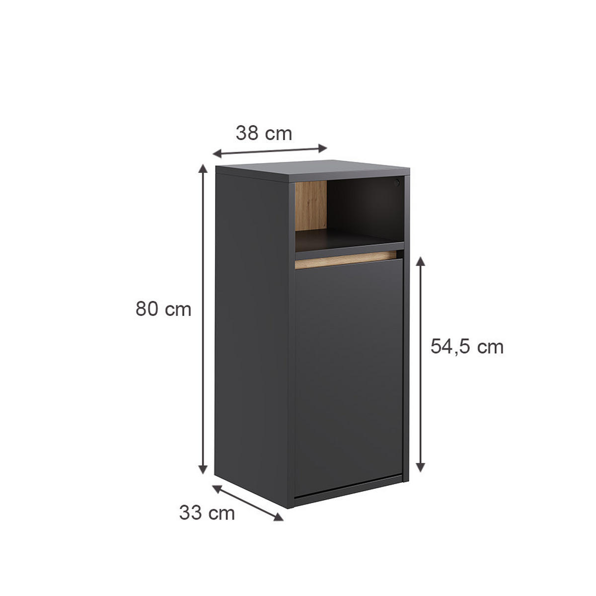 BADSCHRANK Viola Grau/Artisan 38 x 80 cm mit Wäschkorb - Eiche Artisan/Grau, Holzwerkstoff (38/80/33cm) - Vicco