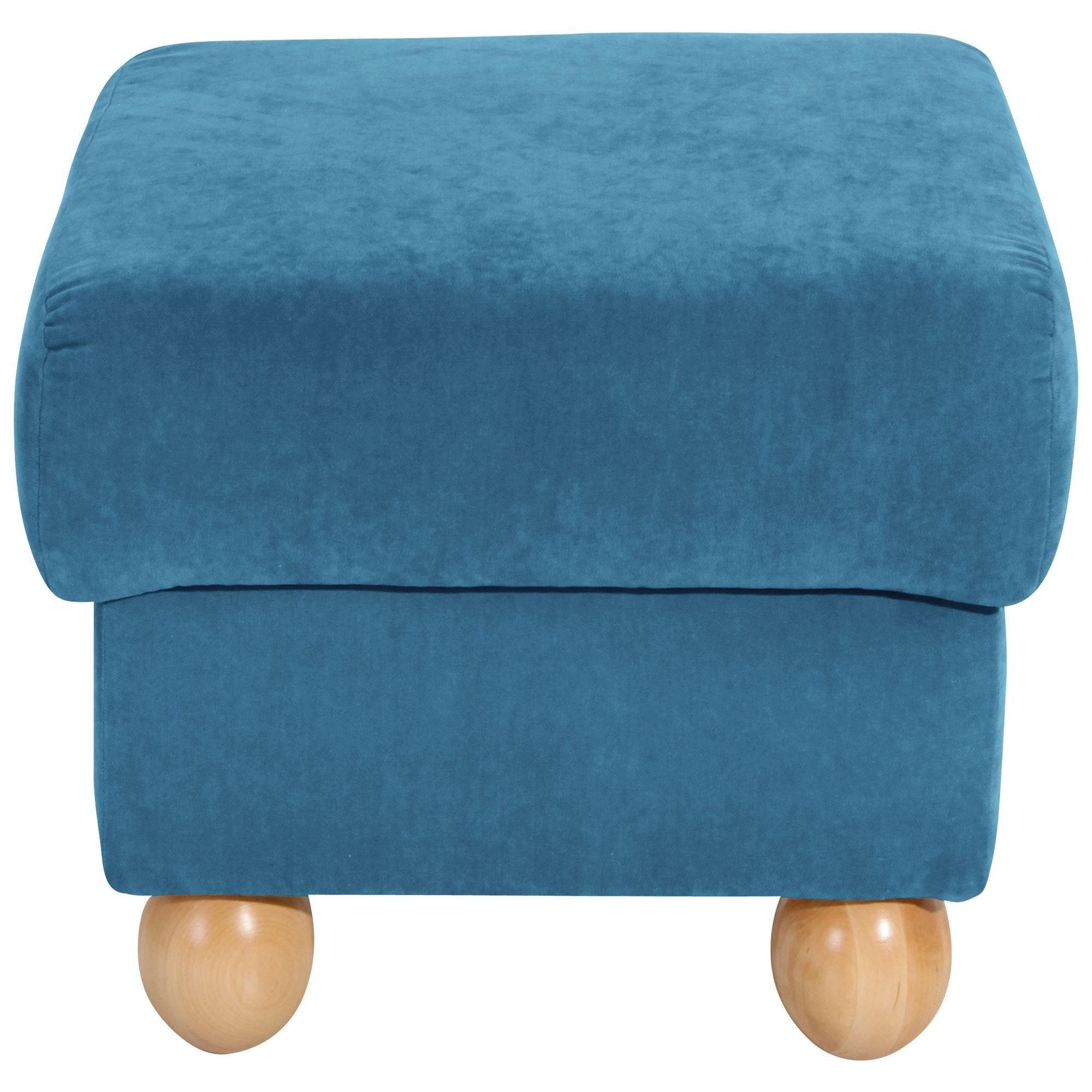 HOCKER Kasha Bezug Veloursstoff Buche natur / petrol - Buchefarben/Petrol, Kunststoff (54/48/54cm) - 58aufmkessel